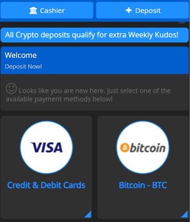 Deposita fondos de forma rápida con tarjeta Visa o Bitcoin