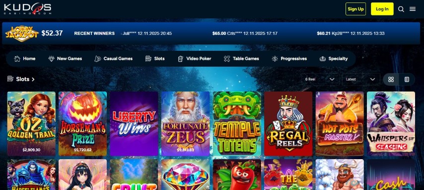 Explora la coleccion completa de maquinas tragamonedas en la pagina principal de Kudos Casino.